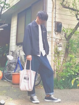 トートバッグを使った 100均小物 のメンズ人気ファッションコーディネート Wear