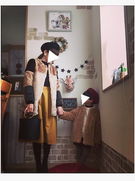「ZARA KIDSのアイテム（ノーカラージャケット）」を使った、maotaさん（レディース・151cm）の冬コーディネート