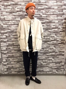「Right-on（ライトオン）のアイテム（ミリタリージャケット）」を使った、チョモランマ師匠さん（メンズ・173cm）の春コーディネート