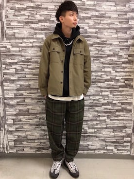 「PLUS ONE（プラスワン）のアイテム（ジャケット/アウター）」を使った、チョモランマ師匠さん（メンズ・173cm）の春コーディネート
