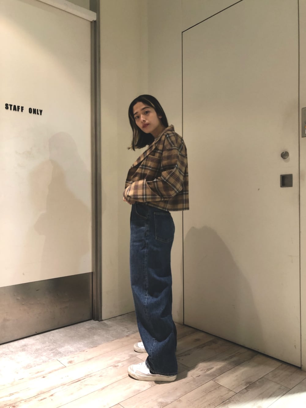 X-girl（エックスガール）の「DOUBLE-BREASTED CROPPED JACKET 