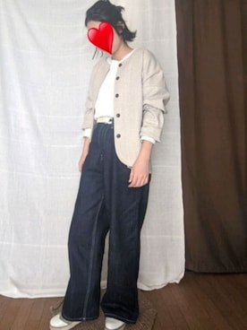 「antiqua（アンティカ）のアイテム（ノーカラージャケット）」を使った、あいももさん（レディース・156cm）の春コーディネート
