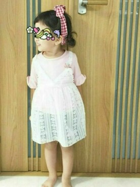 「laulea shopのデニムショートパンツ（デニムパンツ、ブルー系）」を使った、a_u_chan☆さん（キッズ・100cm）の秋コーディネート