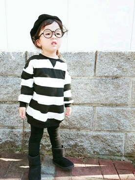 「シンプルおしゃれが好き」｜「アイテム（ハンチング/ベレー帽）」を使った、a_u_chan☆さん（キッズ・90cm）の秋コーディネート