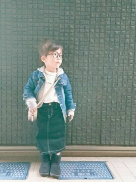 「ヒラキ（ヒラキ）のアイテム（ブーツ、ブラック系）」を使った、a_u_chan☆さん（キッズ・100cm）の冬コーディネート