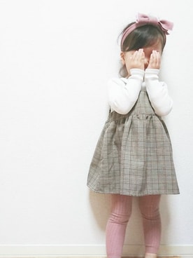 「KOREAのアイテム（ヘアバンド、ピンク系）」を使った、a_u_chan☆さん（キッズ・100cm）の冬コーディネート