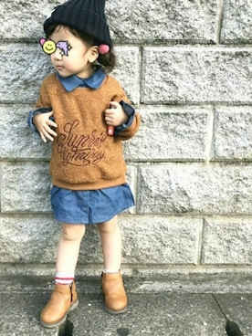 「KOREAのアイテム（ワンピース、ブラウン系）」を使った、a_u_chan☆さん（キッズ・100cm）の冬コーディネート