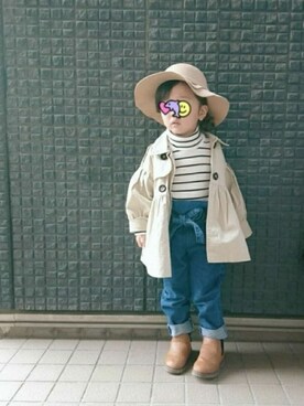 「Laule'a shopのアイテム（ハット、ベージュ系）」を使った、a_u_chan☆さん（キッズ・100cm）の冬コーディネート
