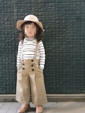 「Laule'a shopのアイテム（ハット、ベージュ系）」を使った、a_u_chan☆さん（キッズ・100cm）の春コーディネート