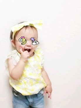 「西松屋（ニシマツヤ）のアイテム（デニムパンツ、ブルー系）」を使った、a_u_chan☆さん（キッズ・100cm）の夏コーディネート