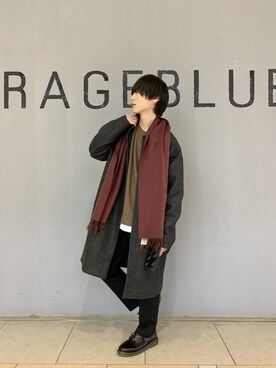 「RAGEBLUE（レイジブルー）のアイテム（ステンカラーコート）」を使った、けーごさん（メンズ・169cm）の冬コーディネート