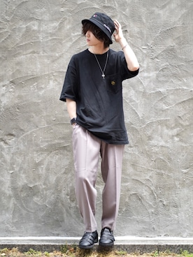 「FRUIT OF THE LOOM（フルーツオブザルーム）のアイテム（帽子）」を使った、けーごさん（メンズ・169cm）の春コーディネート