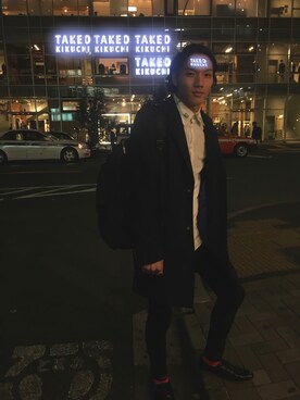 「TAKEO KIKUCHI（タケオキクチ）のアイテム（トレンチコート）」を使った、ちきぞーさん（メンズ・170cm）の冬コーディネート