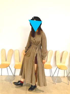 「スリット」｜「アイテム（ハンチング/ベレー帽）」を使った、なおなおさん（レディース・158cm）の秋コーディネート