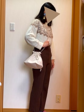 「アイテム（イヤリング（片耳用）、ブルー系）」を使った、なおなおさん（レディース・158cm）の冬コーディネート
