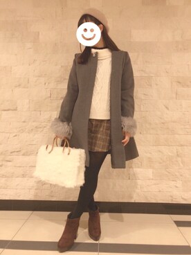 「dazzlin（ダズリン）のアイテム（その他アウター）」を使った、juri♡さん（レディース・158cm）の冬コーディネート