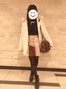 「dazzlin（ダズリン）のアイテム（ダッフルコート）」を使った、juri♡さん（レディース・158cm）の冬コーディネート