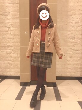 「ファー」｜「アイテム（ダッフルコート）」を使った、juri♡さん（レディース・158cm）の冬コーディネート
