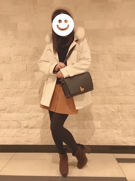 「dazzlin（ダズリン）のアイテム（ダッフルコート）」を使った、juri♡さん（レディース・158cm）の冬コーディネート