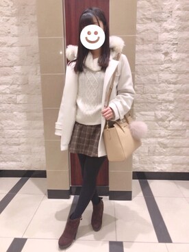 「dazzlin（ダズリン）のアイテム（ダッフルコート）」を使った、juri♡さん（レディース・158cm）の冬コーディネート