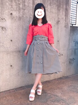 「CECIL McBEE（セシルマクビー）のアイテム（サンダル）」を使った、juri♡さん（レディース・158cm）の夏コーディネート