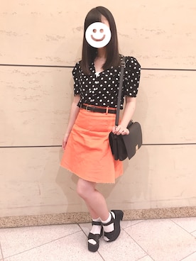 「オレンジスカート」｜juri♡さん（レディース・158cm）の夏コーディネート