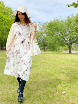 「Think Bee!（シンクビー）のアイテム」を使った、織田千穂さん（レディース・165cm）の夏コーディネート