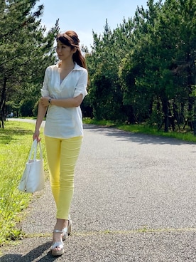 「Think Bee!（シンクビー）のアイテム」を使った、織田千穂さん（レディース・165cm）の夏コーディネート