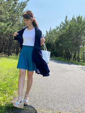 「Think Bee!（シンクビー）のアイテム」を使った、織田千穂さん（レディース・165cm）の夏コーディネート