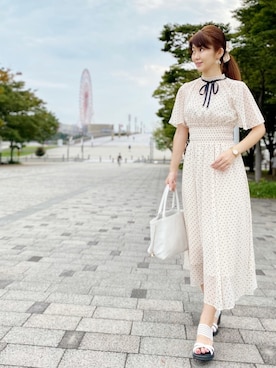 「Think Bee!（シンクビー）のアイテム」を使った、織田千穂さん（レディース・165cm）の冬コーディネート