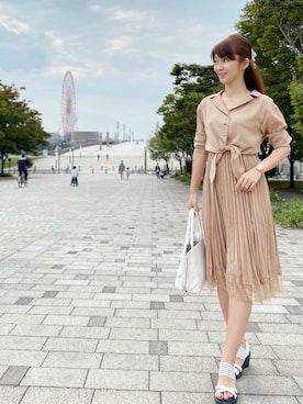 「Think Bee!（シンクビー）のアイテム」を使った、織田千穂さん（レディース・165cm）の冬コーディネート