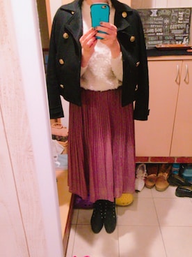 「axes femme（アクシーズファム）のアイテム（ピーコート）」を使った、마이さん（レディース・164cm）の冬コーディネート