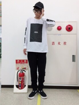 「HBA（フードバイエアー）のアイテム」を使った、마이さん（メンズ・168cm）の秋コーディネート