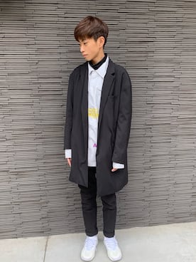 「韓国好きな人と繋がりたい」｜「アイテム（チェスターコート）」を使った、마이さん（レディース・163cm）の春コーディネート