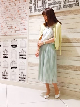 「プリーツ」｜「アイテム（アンサンブル）」を使った、harukaさん（レディース・164cm）の春コーディネート