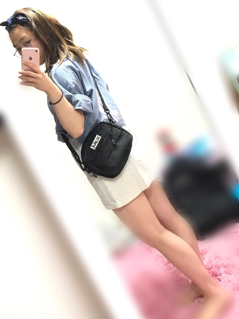 「夏コーデ、ストリート、stussy、古着、80s、90s、skate、Suicidal Tendencies、バンダナ」｜「X-girlのADVENTURE SHOULDER BAG（ショルダーバッグ、ブラック系）」を使った、ぴょんさん（レディース・150cm）の夏コーディネートの1枚目の写真