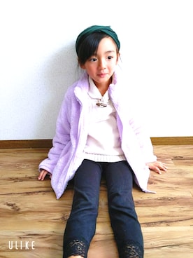 「アイテム（その他アウター、パープル系）」を使った、yomewoyomeさん（キッズ・120cm）の秋コーディネート