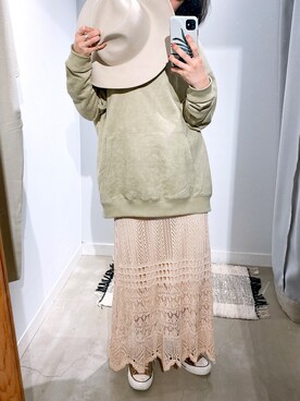 「Auntie Rosa Holiday（アンティローザホリデー）の【Holiday】スウェード裏毛ルーズパーカー（パーカー）」を使った、ちーかまさん（レディース・151cm）の冬コーディネート