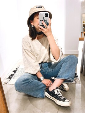 「ノースフェイス」｜ちーかまさん（レディース・151cm）の春コーディネート