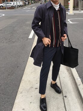 「アイテム（ステンカラーコート）」を使った、ユニクロマンさん（メンズ・180cm・20代）の春コーディネート