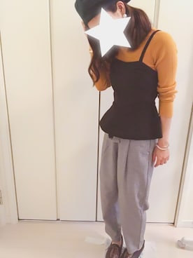 「お散歩」｜「アイテム（ハンチング/ベレー帽）」を使った、yuuさん（レディース・153cm）の秋コーディネート