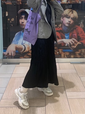 「ALAND（エーランド）のアイテム（バッグ、パープル系）」を使った、ハルさん（レディース・163cm）の冬コーディネート