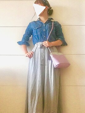 「4℃（ヨンドシー）のアイテム（バッグ）」を使った、智華さん（レディース・154cm）の夏コーディネート