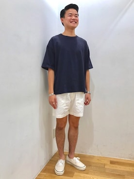 「DANTON（ダントン）のアイテム（パンツ）」を使った、Bshop横浜店さん（メンズ・171cm）の夏コーディネート
