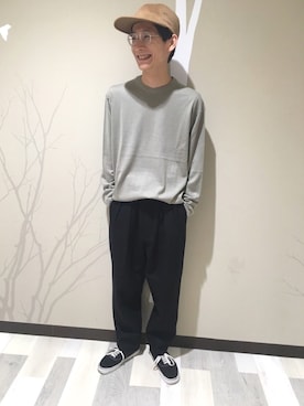 「unfil」｜「アイテム（帽子）」を使った、Bshop横浜店さん（メンズ・170cm）の秋コーディネート