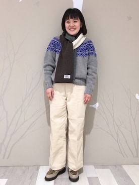 「DANTON（ダントン）のアイテム（パンツ）」を使った、Bshop横浜店さん（レディース・154cm）の冬コーディネート