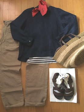 「REAC（レアック）のアイテム」を使った、なおさん（レディース・166cm）の夏コーディネート