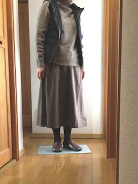 「アイテム（ダウンベスト、その他）」を使った、なおさん（レディース・164cm）の冬コーディネート