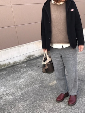 「DANTON（ダントン）のアイテム（ダッフルコート）」を使った、なおさん（レディース・164cm）の冬コーディネート
