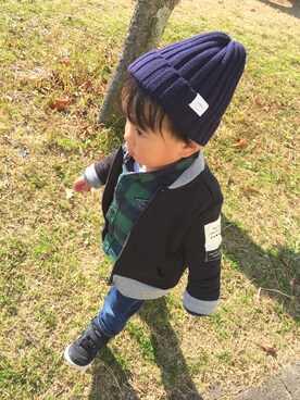 「LAGOM（LAGOM）のアイテム（帽子）」を使った、miiさん（キッズ・70cm）の冬コーディネート